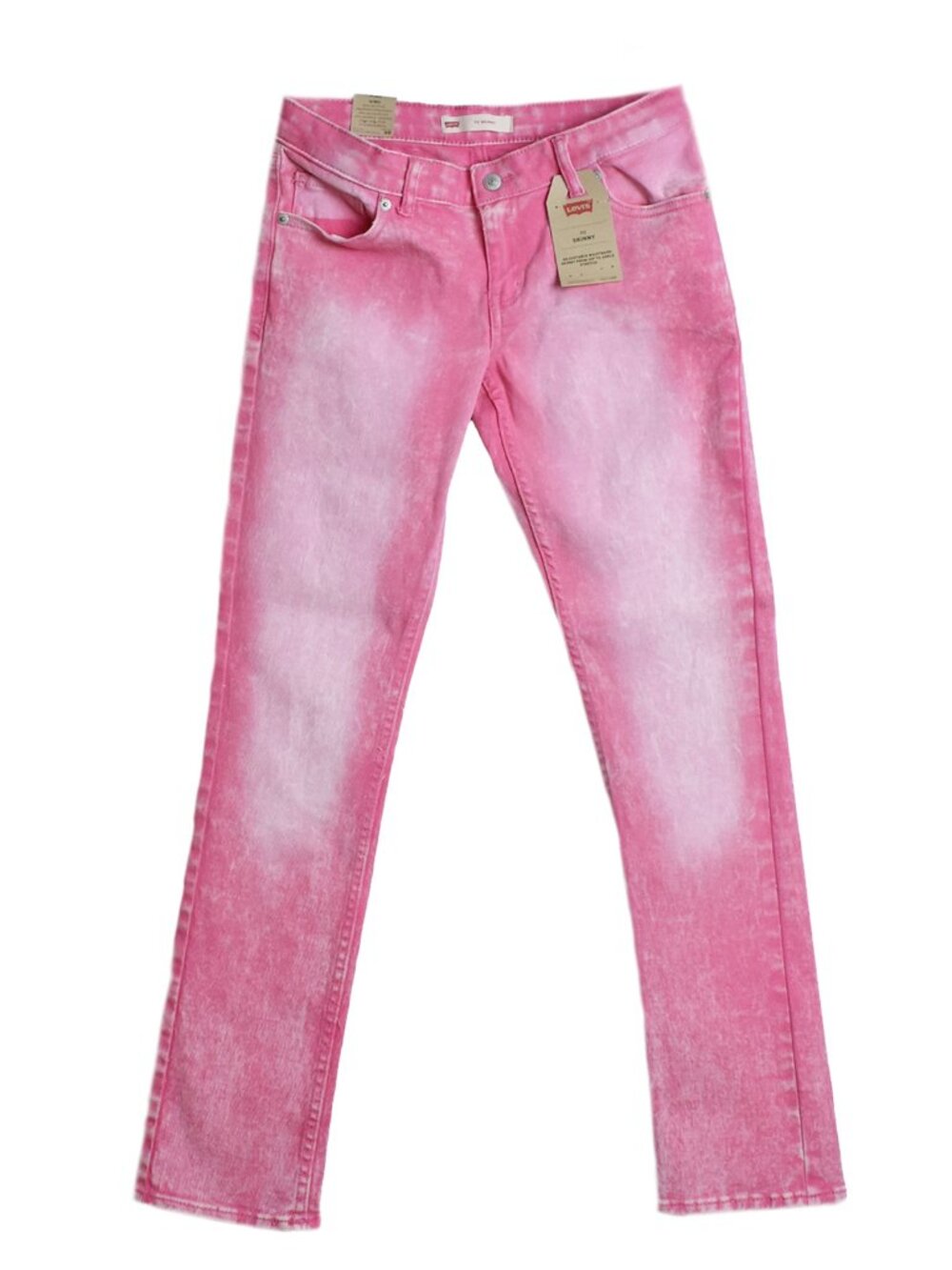 Levi’s Girls Jeans 711 Stretch Denim Straight Leg Skinny Pants Pink Slim Size 14 - Picture 2 of 6